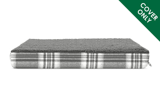 Deluxe Mattress Dog Bed - Faux Sheepskin & Plaid Flannel - Cover