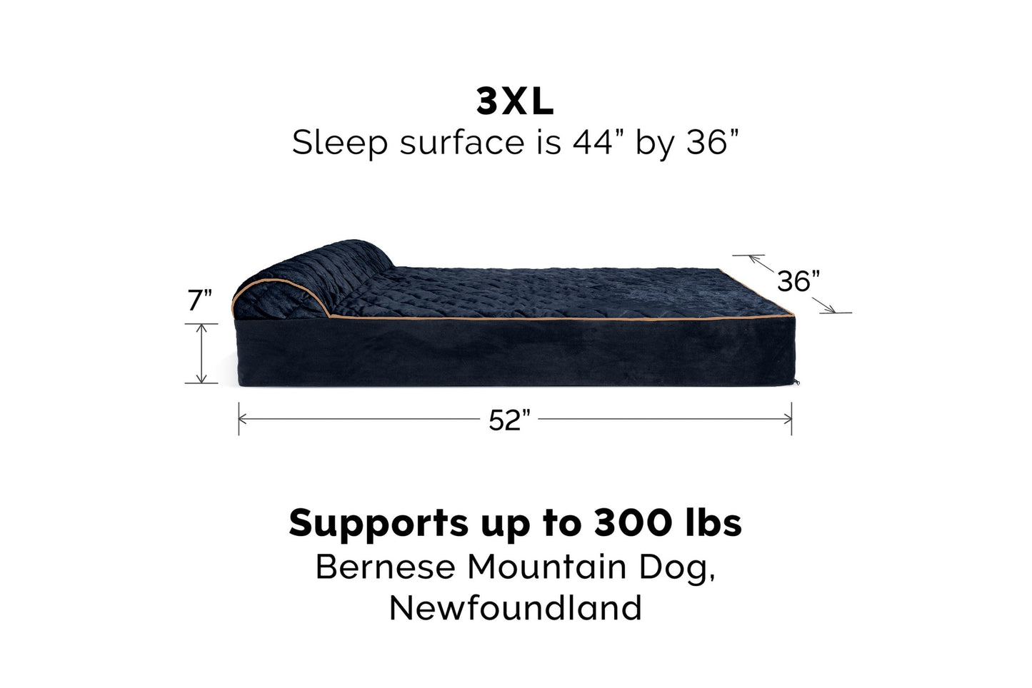 Goliath Chaise Lounge Dog Bed - Quilted Faux Fur & Velvet