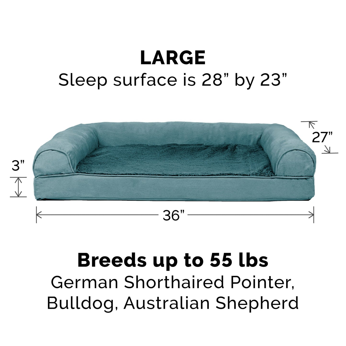 Sofa Dog Bed - Plush & Suede
