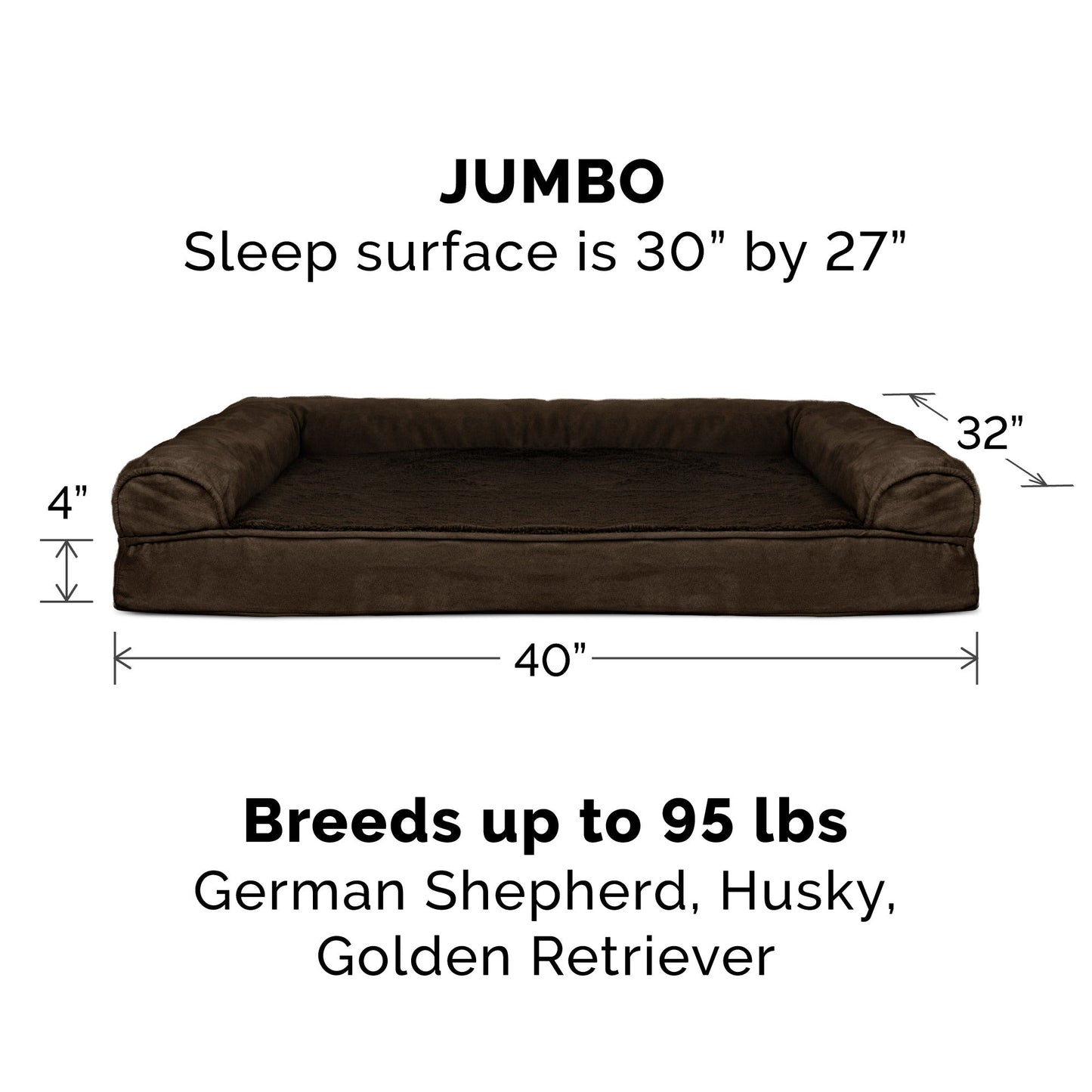 Sofa Dog Bed - Plush & Suede