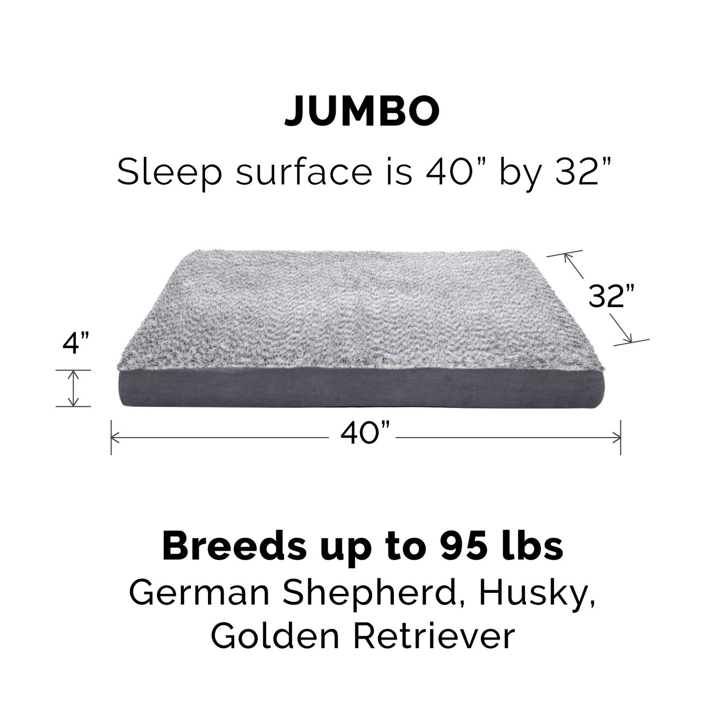 Deluxe Mattress Dog Bed - Two-Tone Faux Fur & Suede