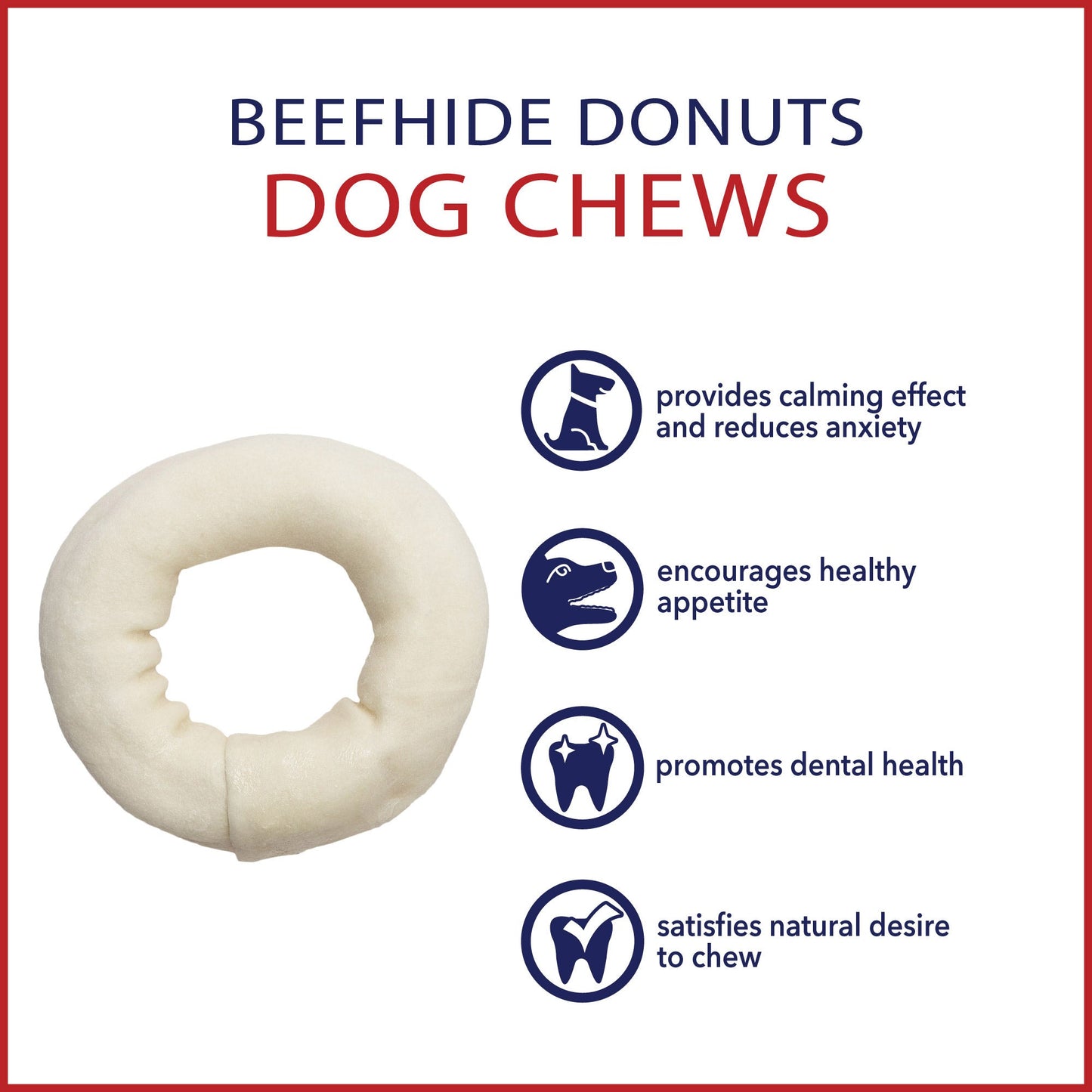 Pet Factory American Beefhide Donuts Natural Flavor - 3-4", 8 Count