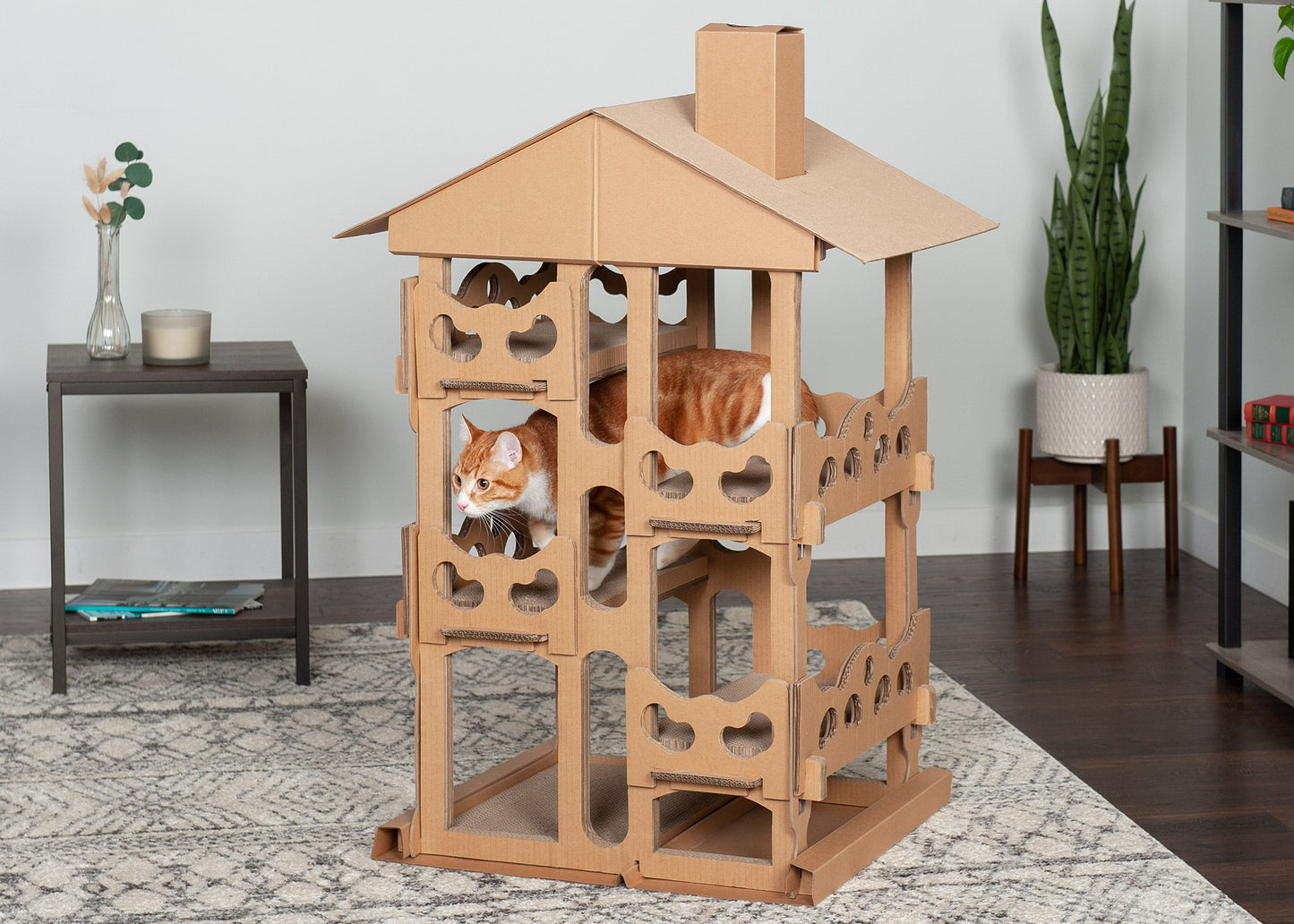 Tower Playground Corrugated Cat Scratcher with Catnip
