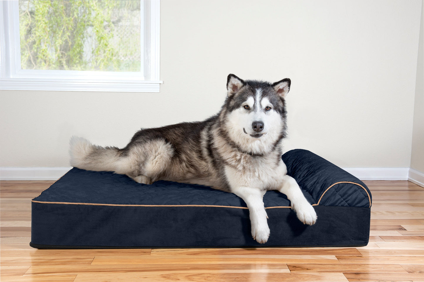 Goliath Chaise Lounge Dog Bed - Quilted Faux Fur & Velvet