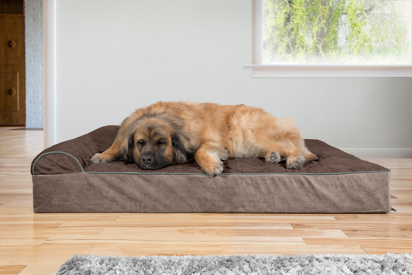 Goliath Chaise Lounge Dog Bed - Quilted Faux Fur & Velvet
