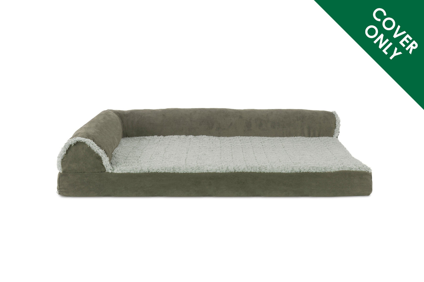 Deluxe Chaise Lounge Dog Bed - Two-Tone Faux Fur & Suede - Cover