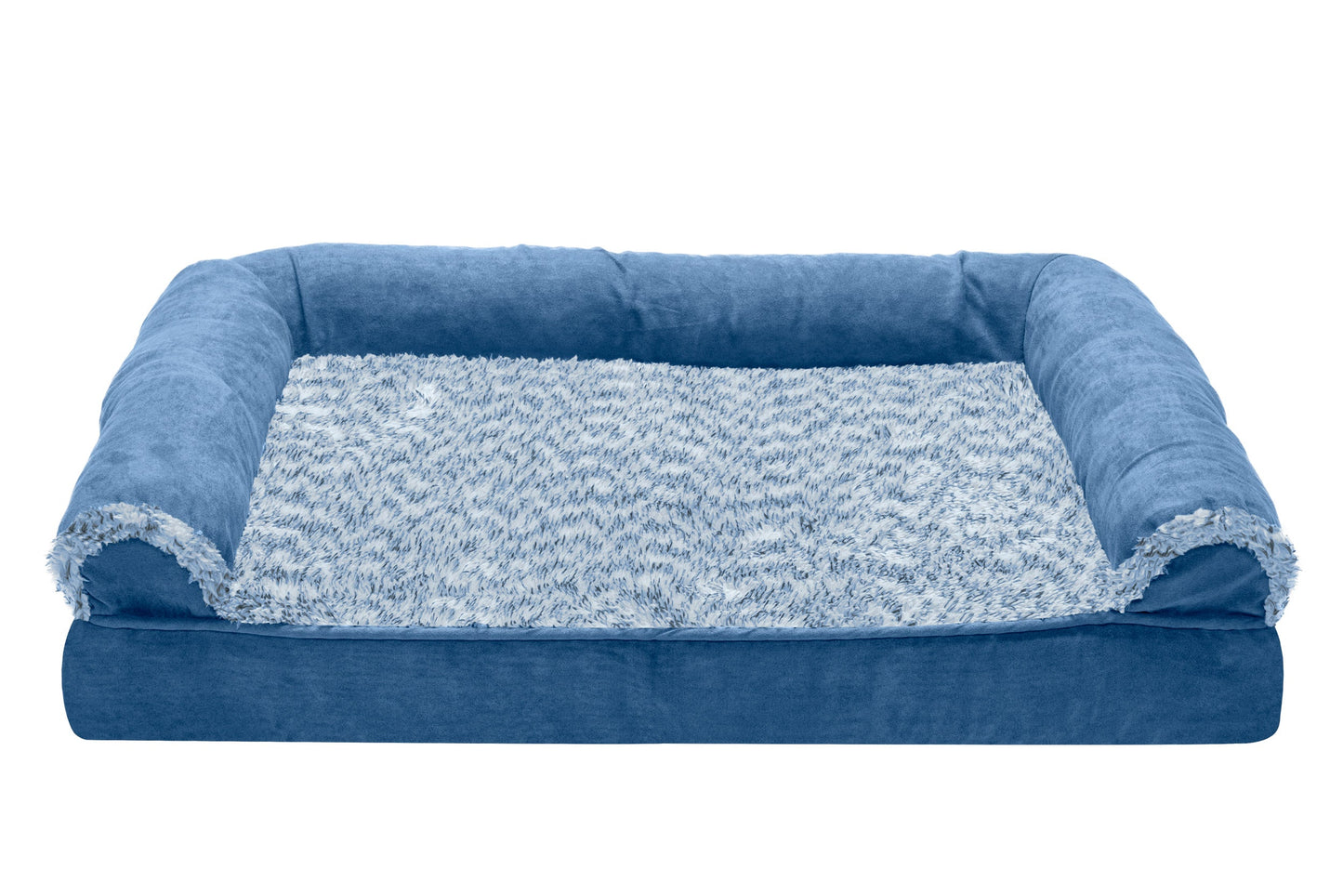Sofa Dog Bed - Two-Tone Faux Fur & Suede