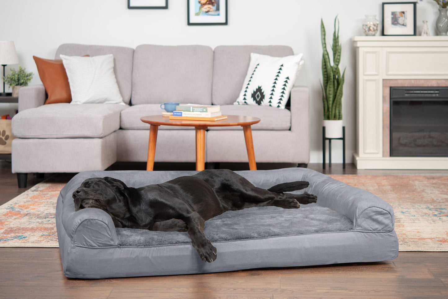 Sofa Dog Bed - Plush & Suede