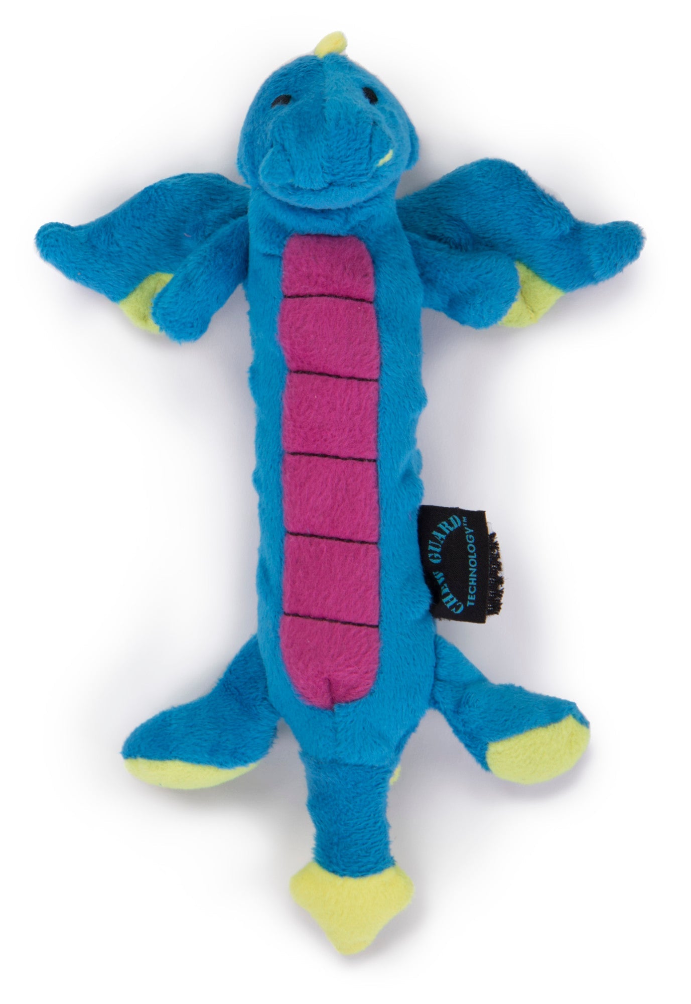 The goDog Skinny dragon in Small Blue option. A soft blue plush texture makes this toy a great cuddler!