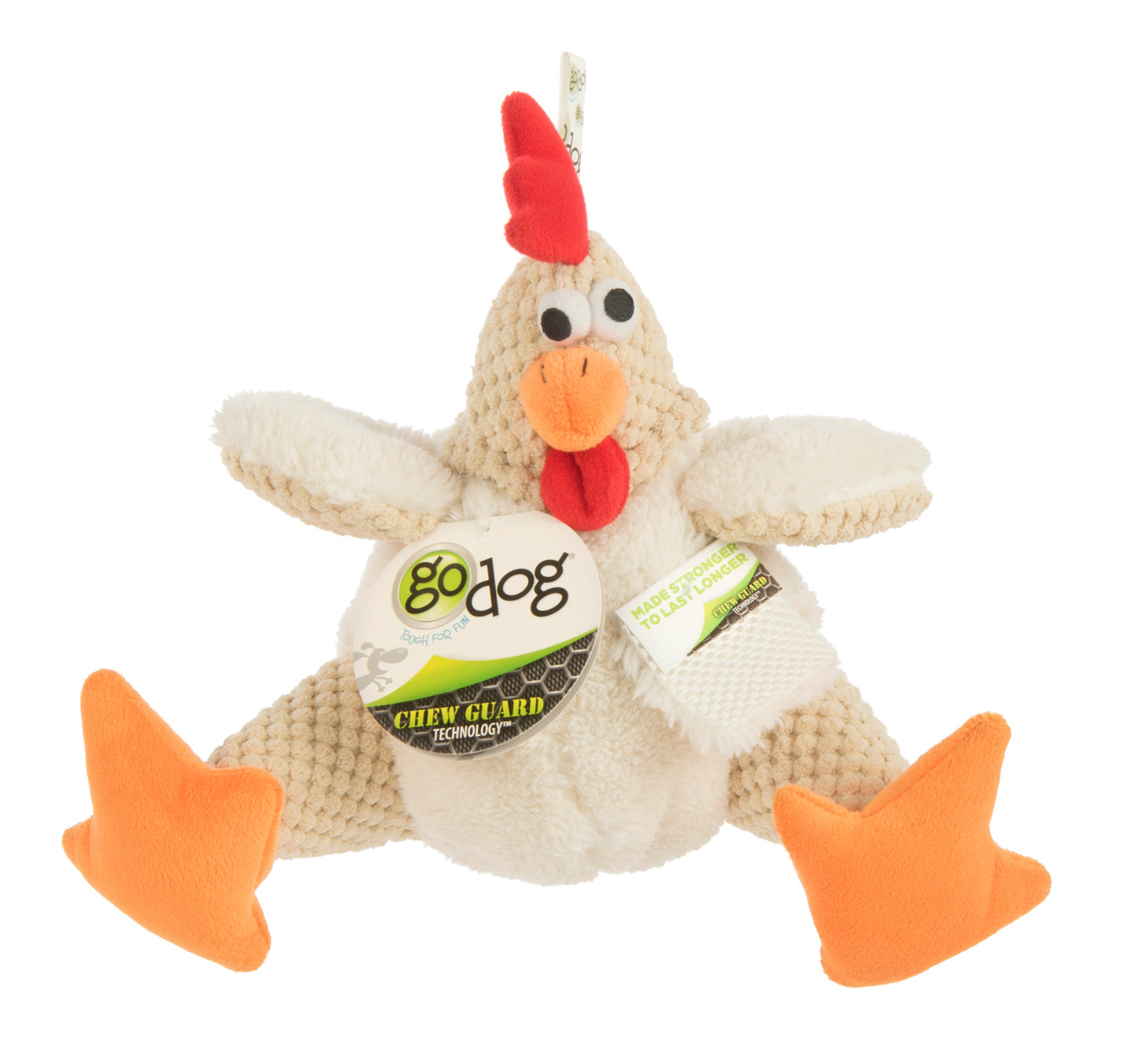 goDog - Checkers Squeaky Plush Dog Toy with Chew Guard Technology
