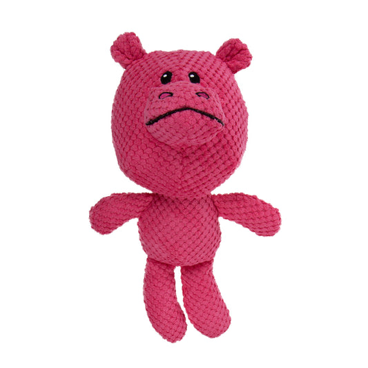 goDog - Checkers Hippo Squeaky Plush Dog Toy with Chew Guard Technology