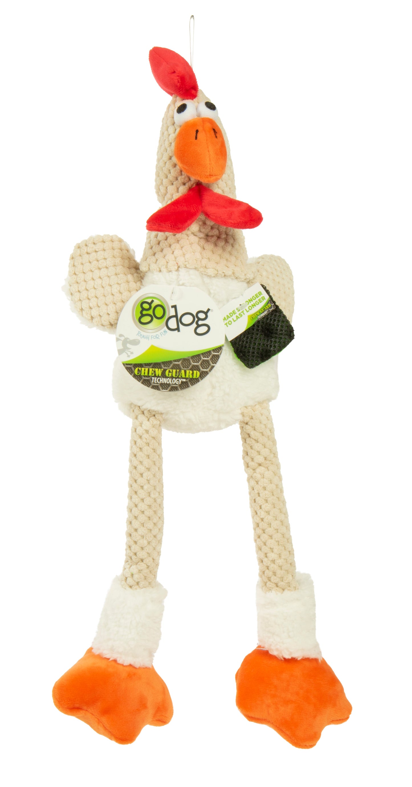 goDog - Checkers Squeaky Plush Dog Toy with Chew Guard Technology