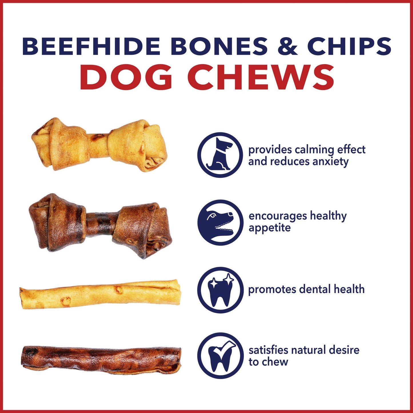 Made in USA Beefhide Assorted (Beef & Chicken) - Variety (Bones & Chip Rolls), 25 pack