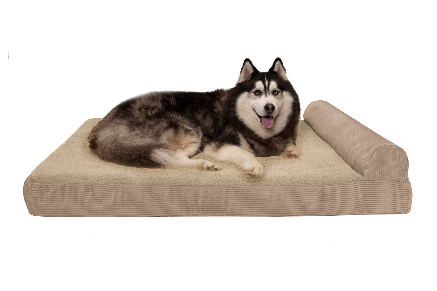 Chaise Lounge Dog Bed - Faux Fleece & Corduroy