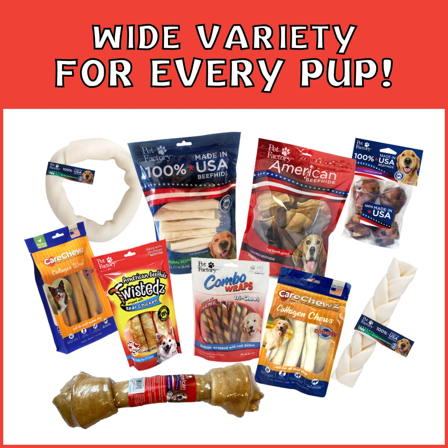 Pet Factory - Twistedz American Beefhide Chip Rolls with Meat Wrap 5" Dog Treats