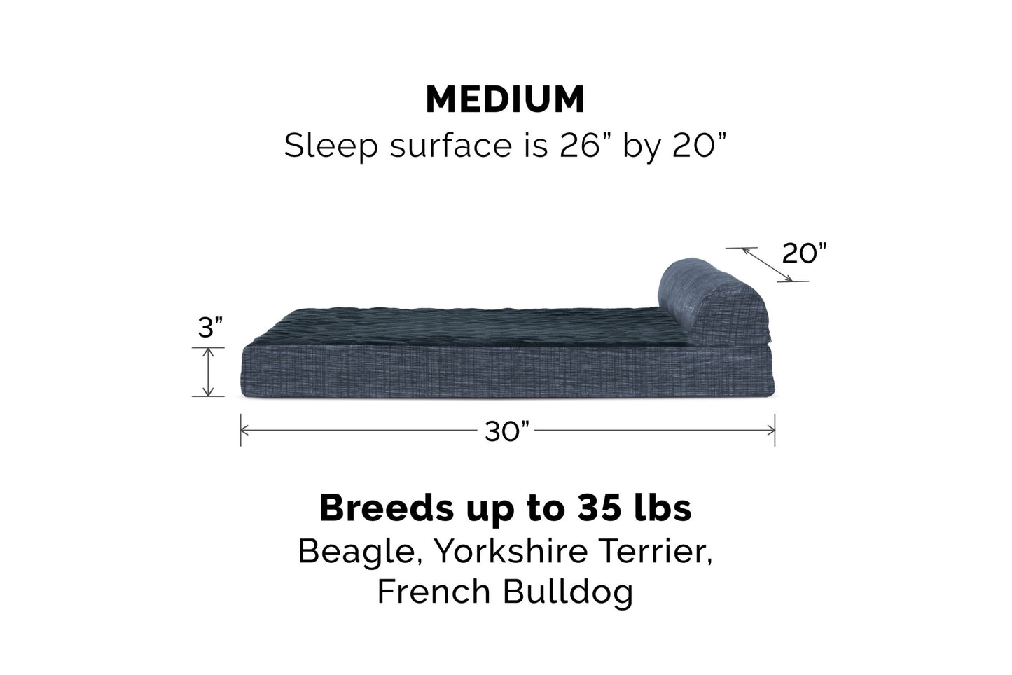 Chaise Lounge Dog Bed - Quilted Fleece and Print Suede