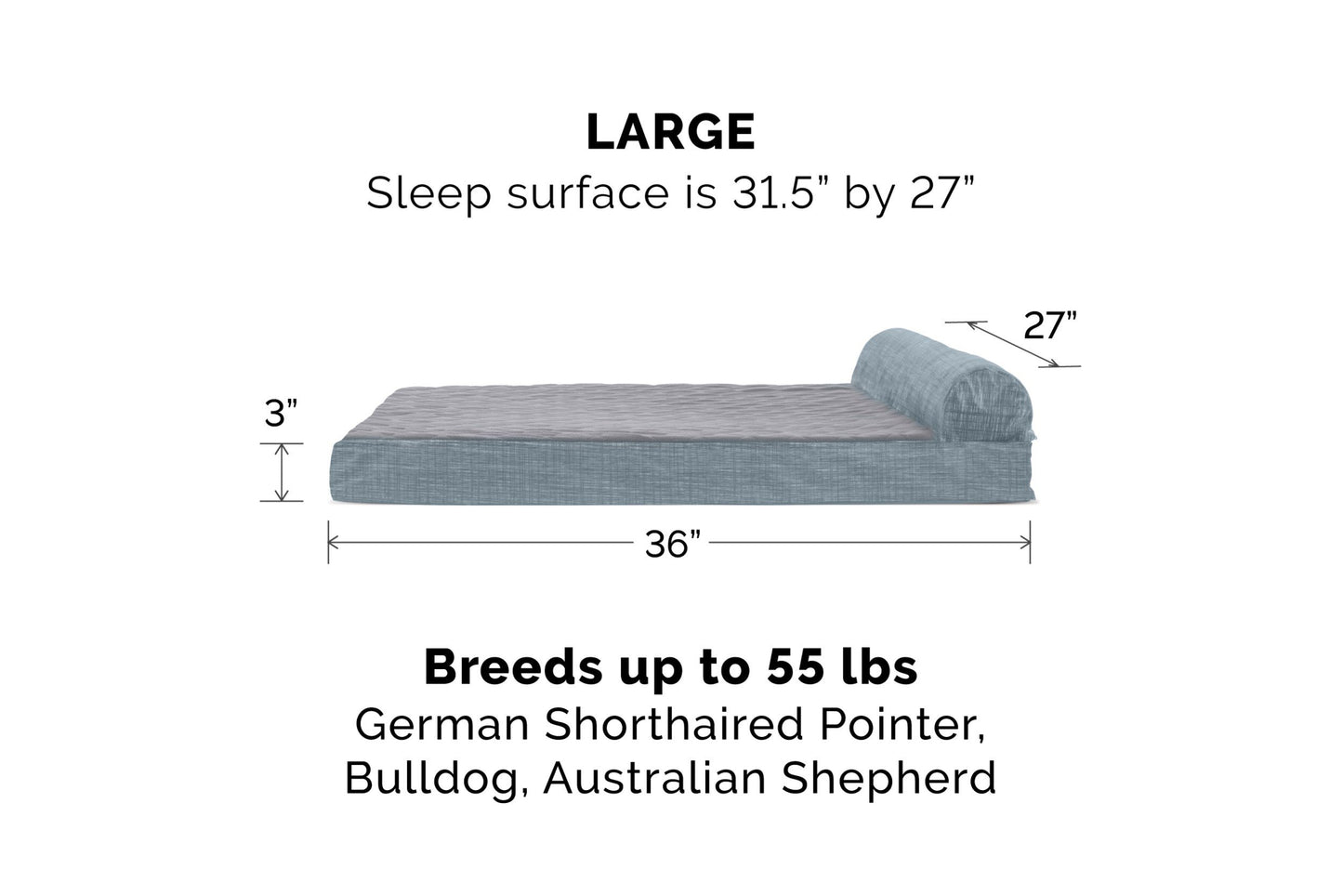 Chaise Lounge Dog Bed - Quilted Fleece and Print Suede