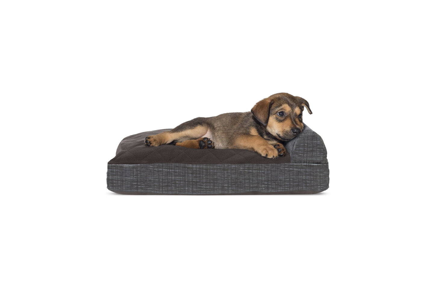 Chaise Lounge Dog Bed - Quilted Fleece and Print Suede