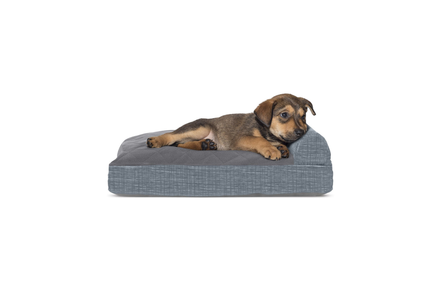 Chaise Lounge Dog Bed - Quilted Fleece and Print Suede
