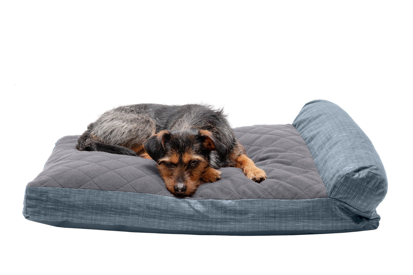 Chaise Lounge Dog Bed - Quilted Fleece and Print Suede