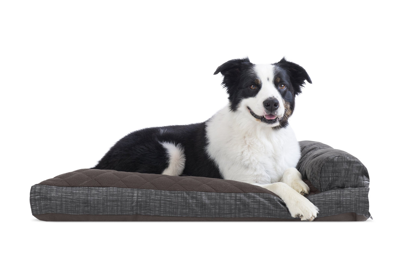 Chaise Lounge Dog Bed - Quilted Fleece and Print Suede