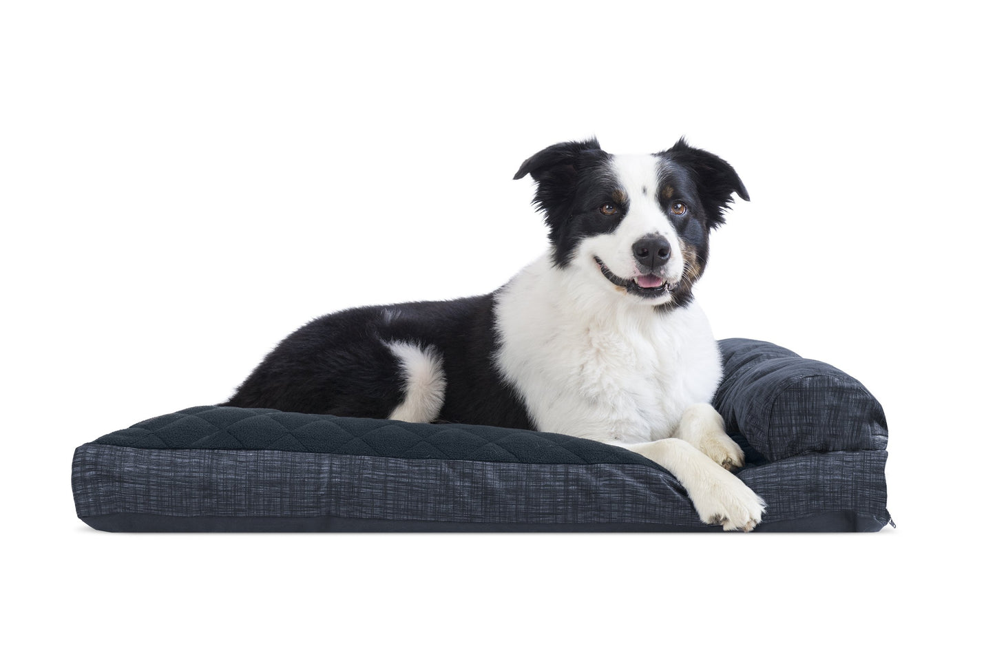 Chaise Lounge Dog Bed - Quilted Fleece and Print Suede
