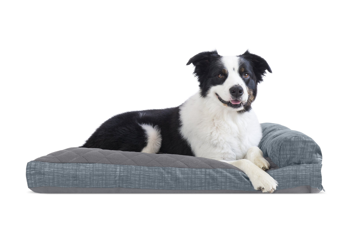 Chaise Lounge Dog Bed - Quilted Fleece and Print Suede