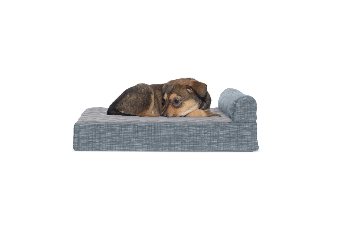 Chaise Lounge Dog Bed - Quilted Fleece and Print Suede