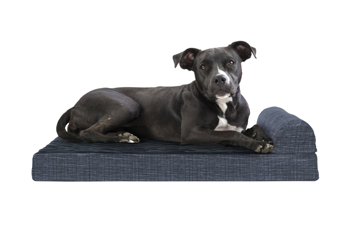 Chaise Lounge Dog Bed - Quilted Fleece and Print Suede