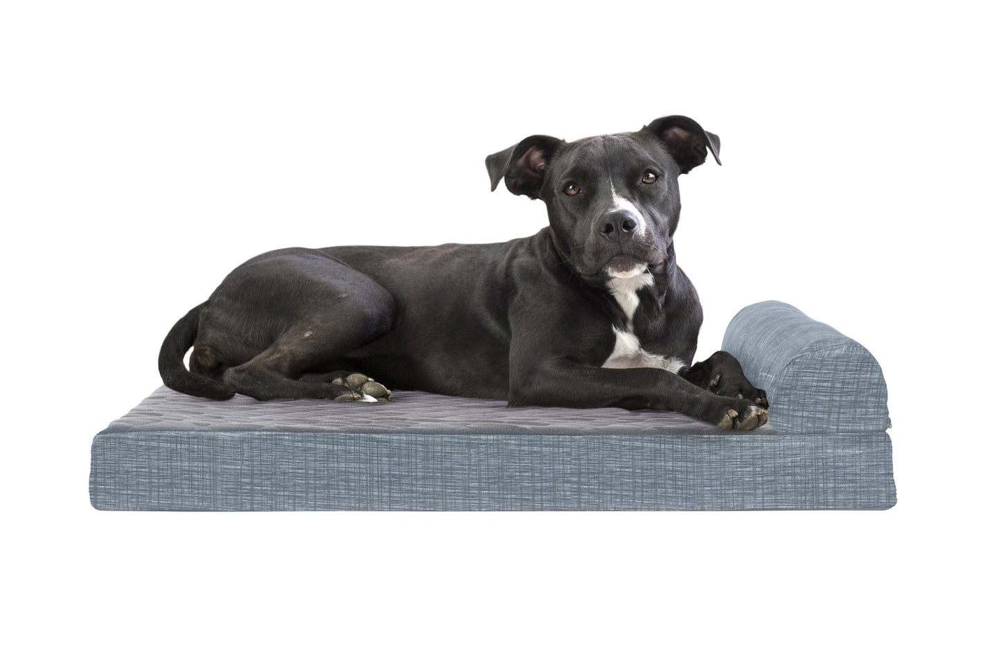 Chaise Lounge Dog Bed - Quilted Fleece and Print Suede
