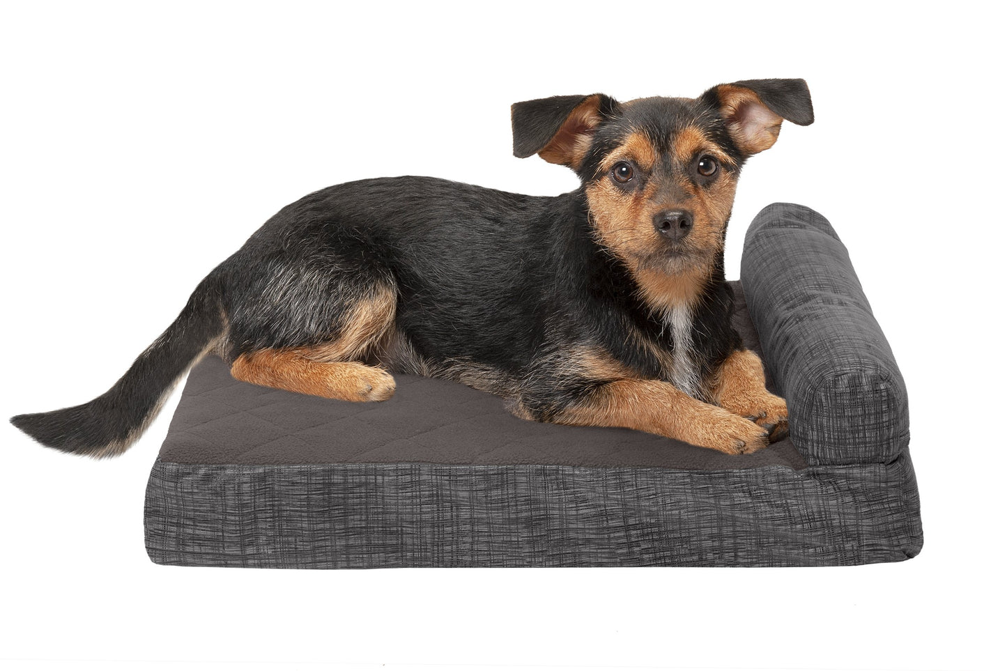 Chaise Lounge Dog Bed - Quilted Fleece and Print Suede
