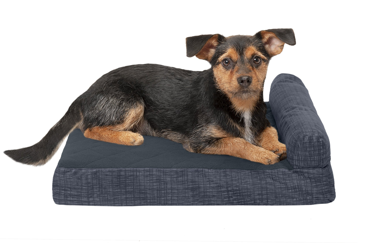 Chaise Lounge Dog Bed - Quilted Fleece and Print Suede