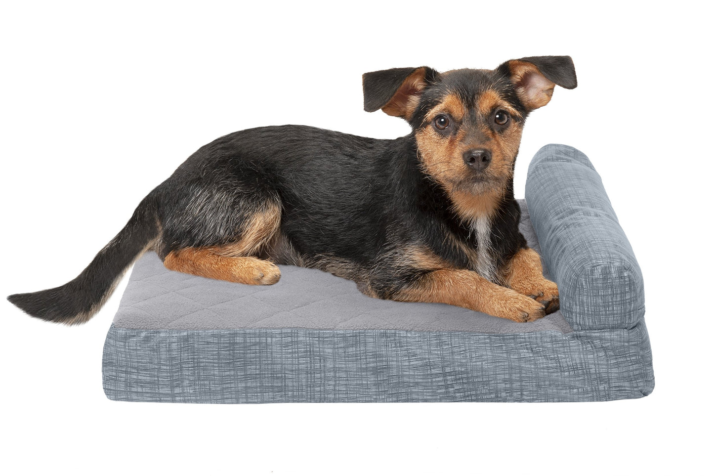 Chaise Lounge Dog Bed - Quilted Fleece and Print Suede