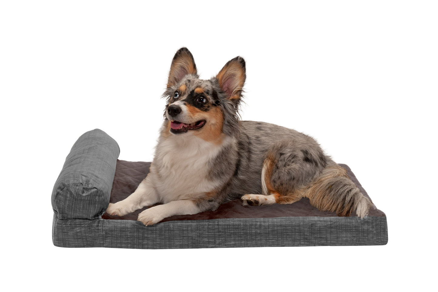 Chaise Lounge Dog Bed - Quilted Fleece and Print Suede