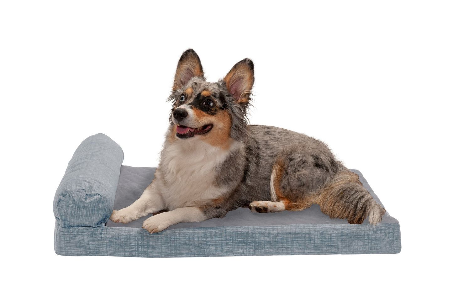 Chaise Lounge Dog Bed - Quilted Fleece and Print Suede