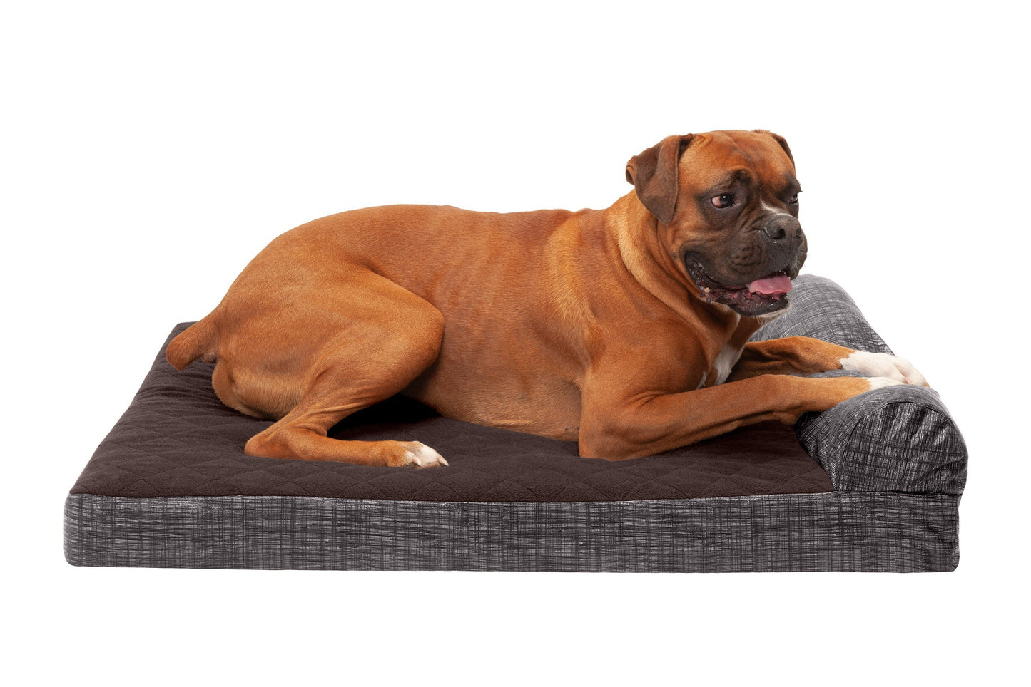 Chaise Lounge Dog Bed - Quilted Fleece and Print Suede