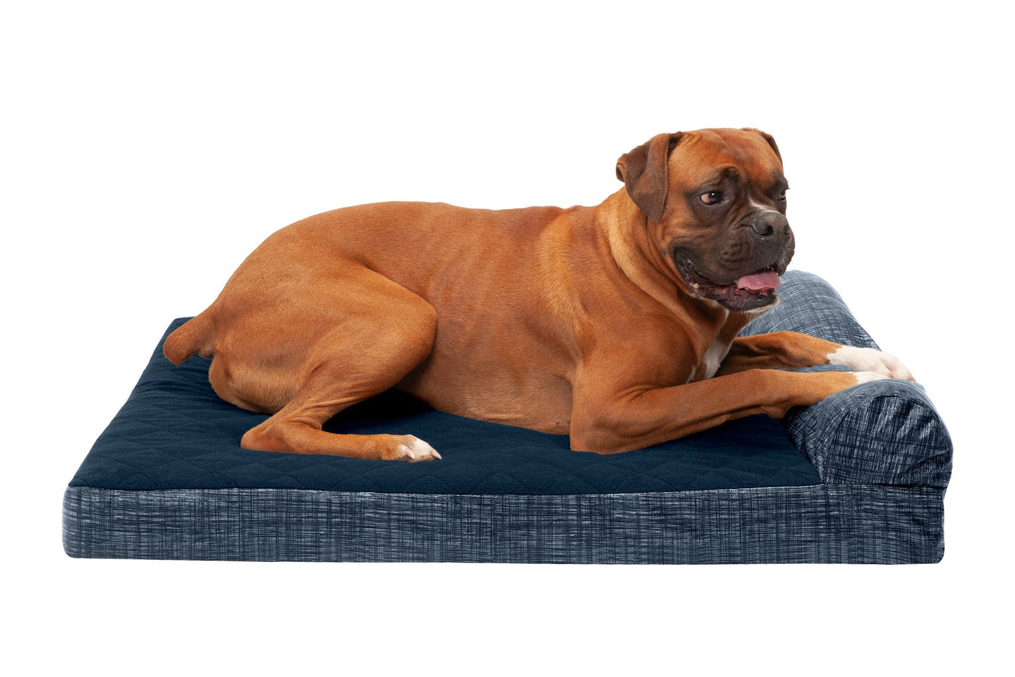 Chaise Lounge Dog Bed - Quilted Fleece and Print Suede