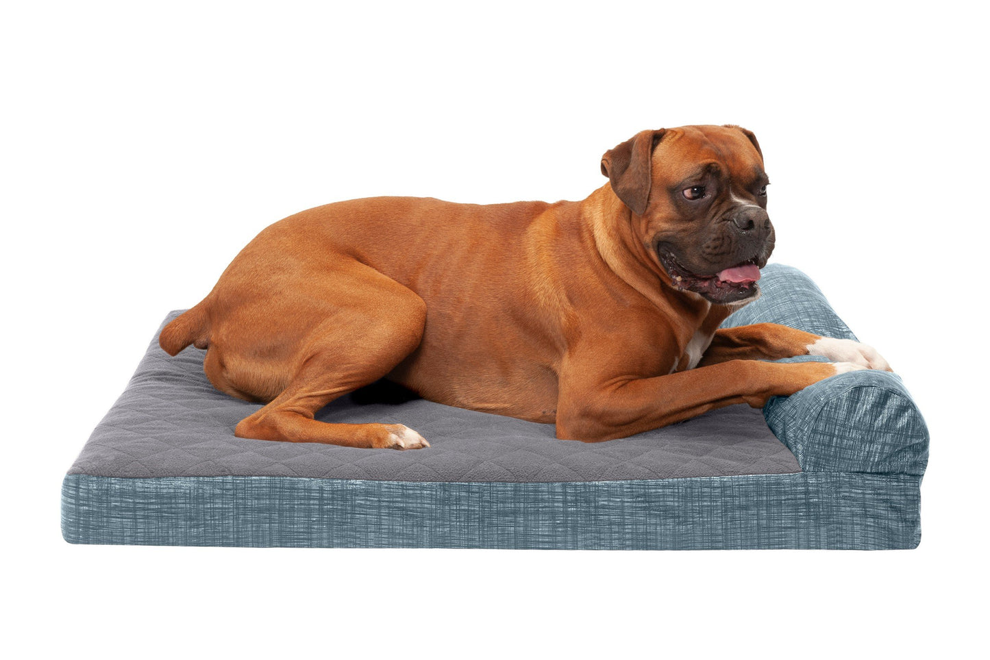 Chaise Lounge Dog Bed - Quilted Fleece and Print Suede