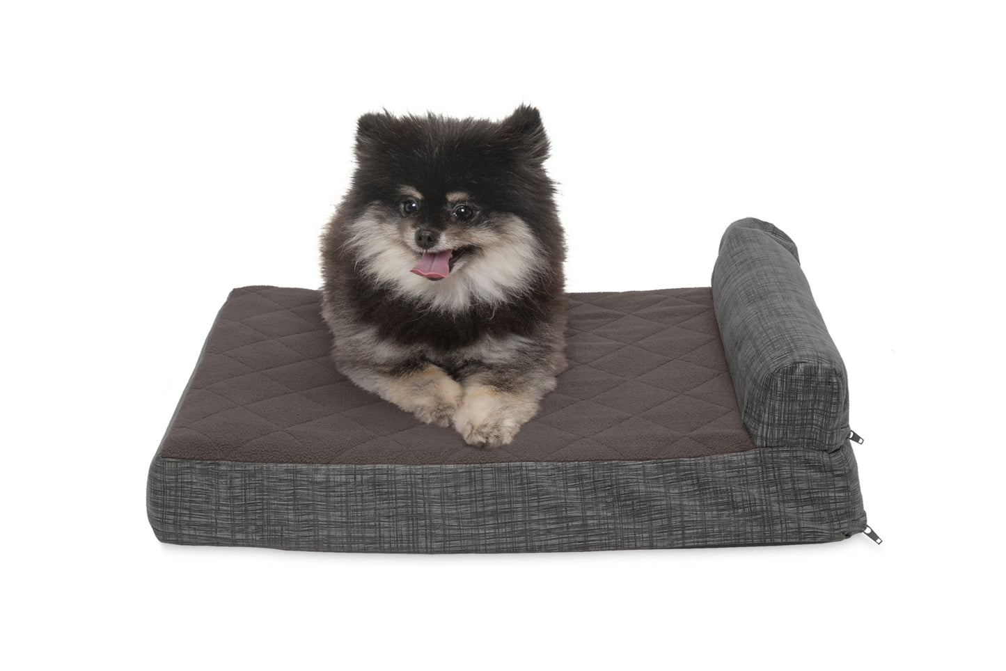 Chaise Lounge Dog Bed - Quilted Fleece and Print Suede