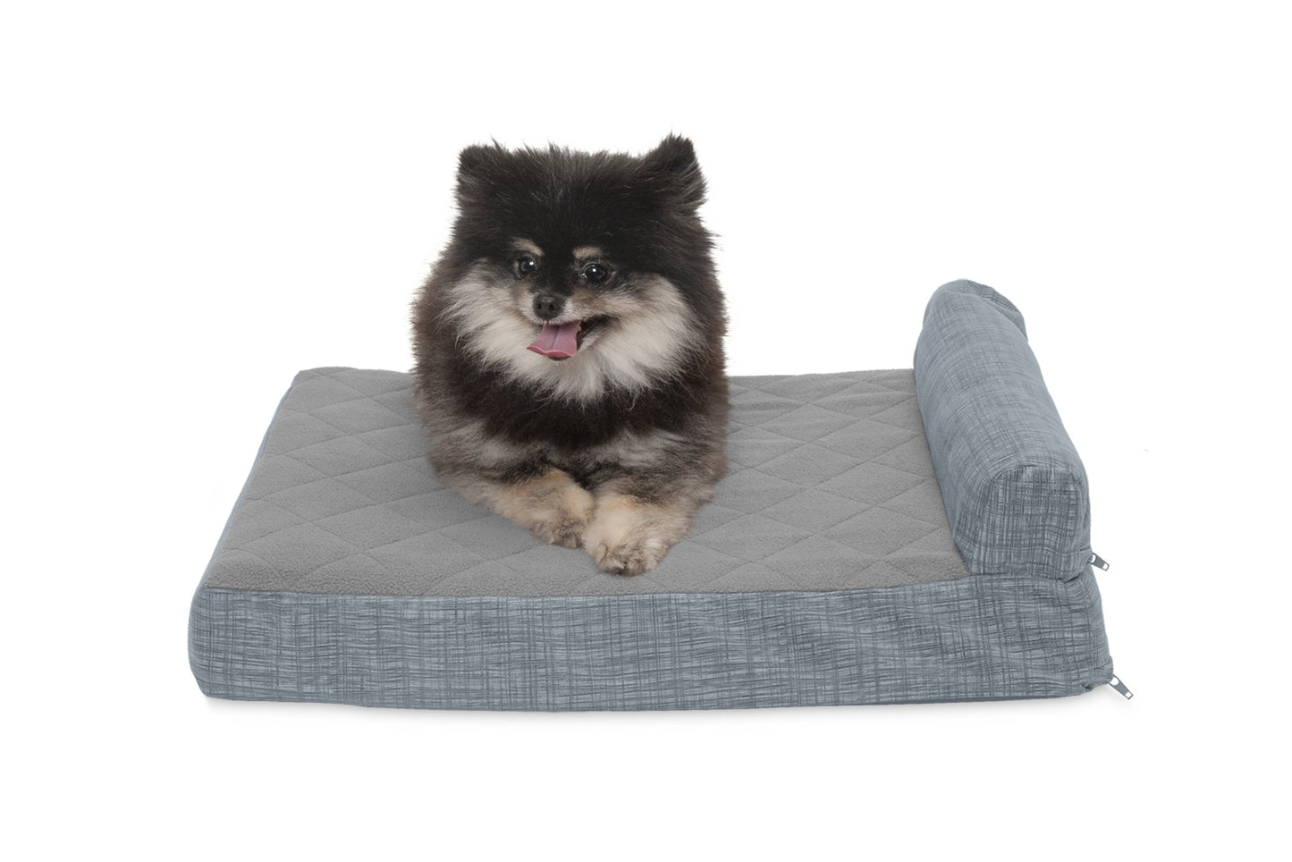 Chaise Lounge Dog Bed - Quilted Fleece and Print Suede