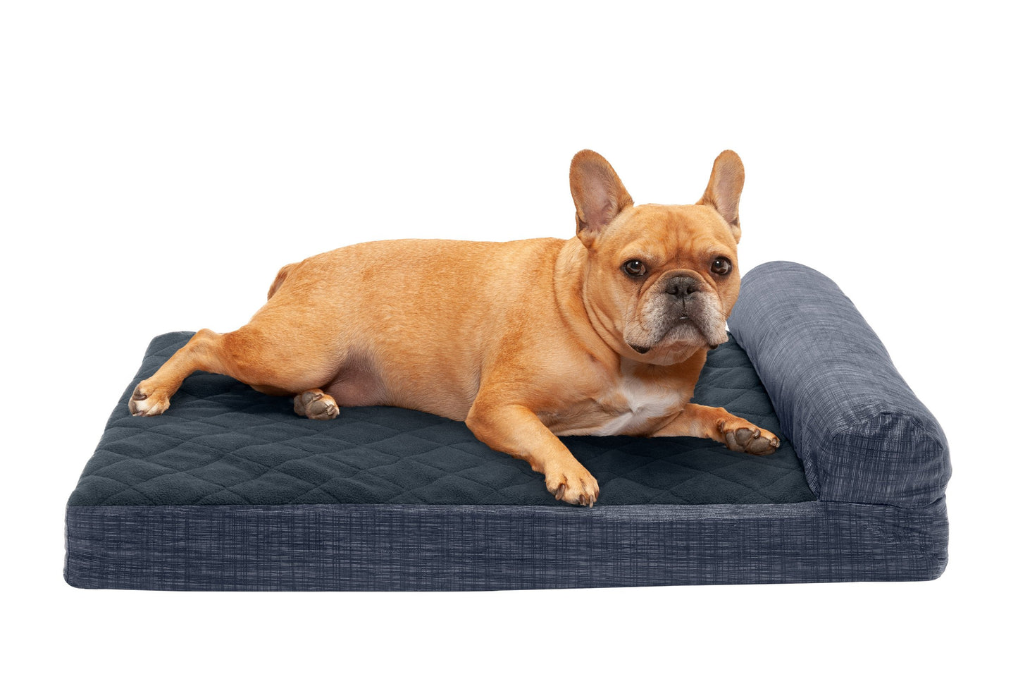 Chaise Lounge Dog Bed - Quilted Fleece and Print Suede