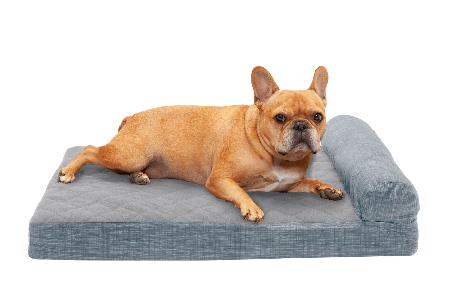 Chaise Lounge Dog Bed - Quilted Fleece and Print Suede