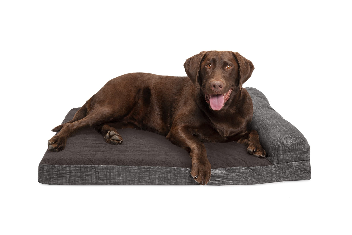Chaise Lounge Dog Bed - Quilted Fleece and Print Suede
