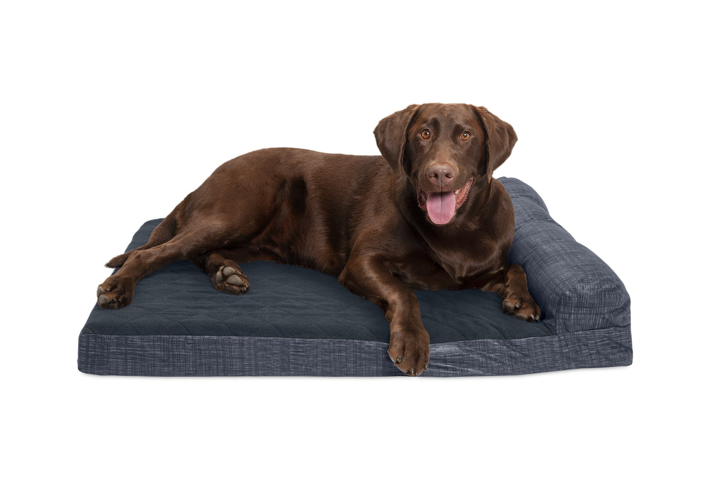 Chaise Lounge Dog Bed - Quilted Fleece and Print Suede