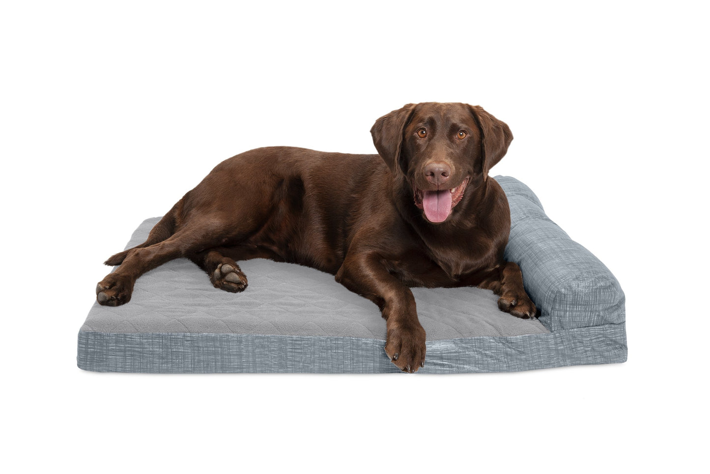 Chaise Lounge Dog Bed - Quilted Fleece and Print Suede