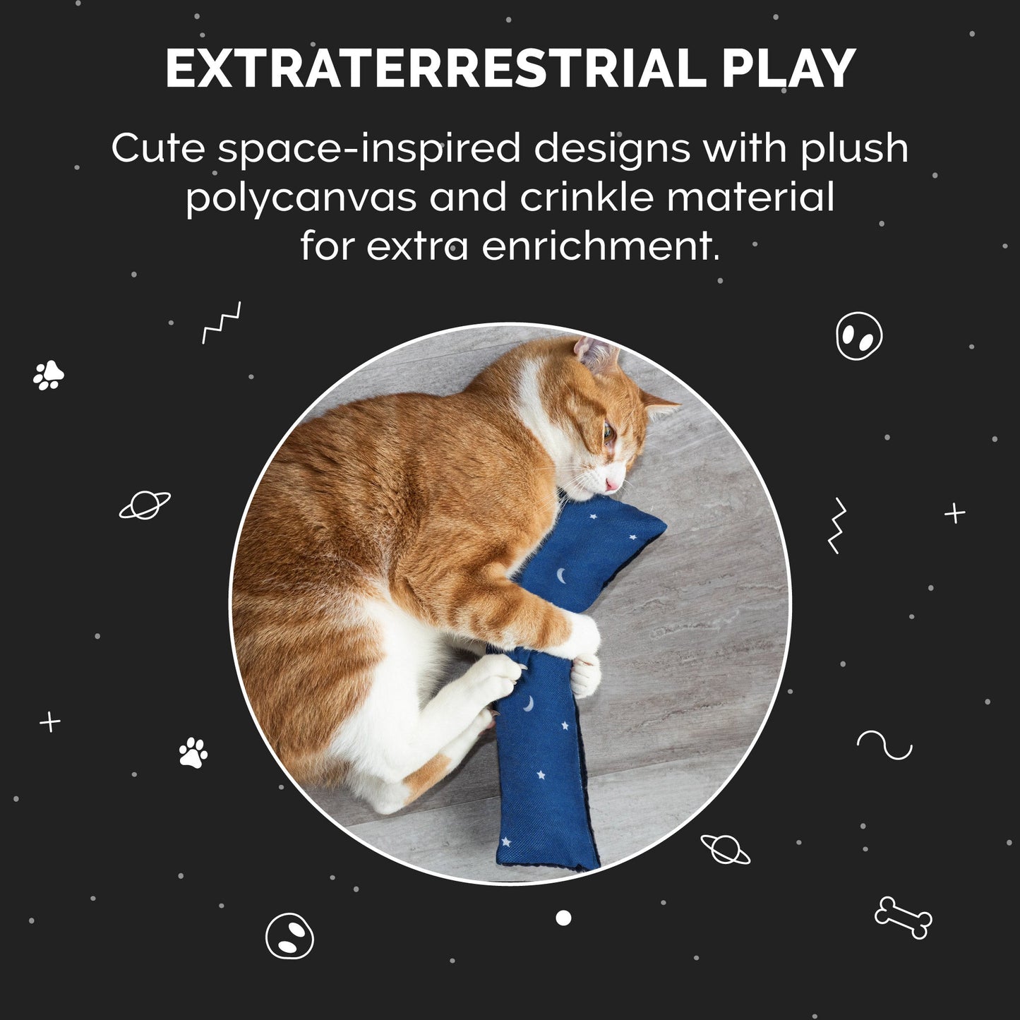 Catnip Kicker Cat Toys 3 pk - Space Print