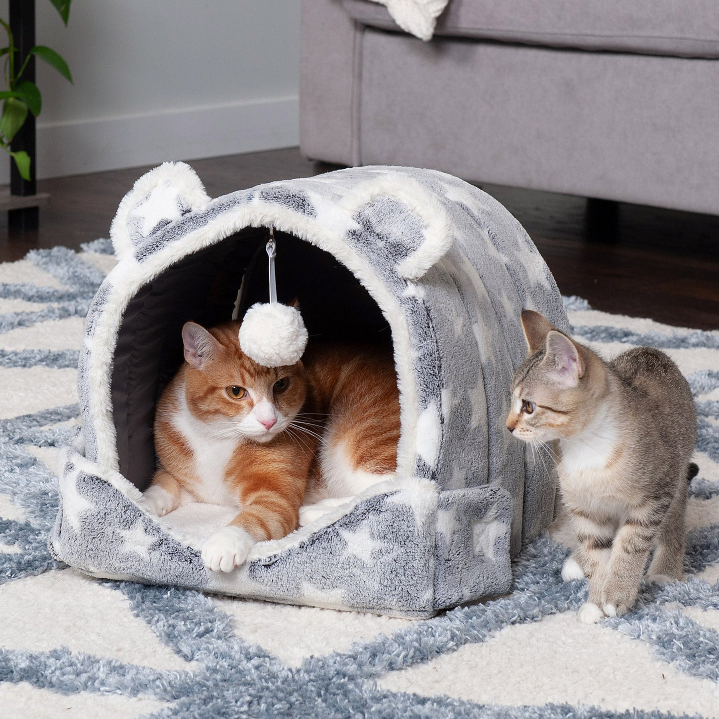 Fleece Cozy Cave for Small Dogs and Cats  (Bear)