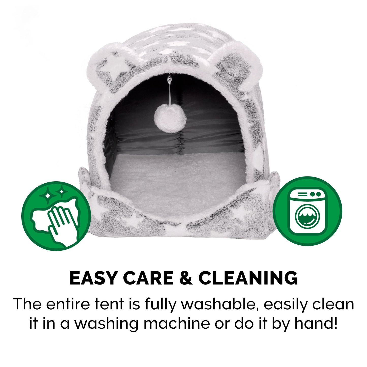 Fleece Cozy Cave for Small Dogs and Cats  (Bear)