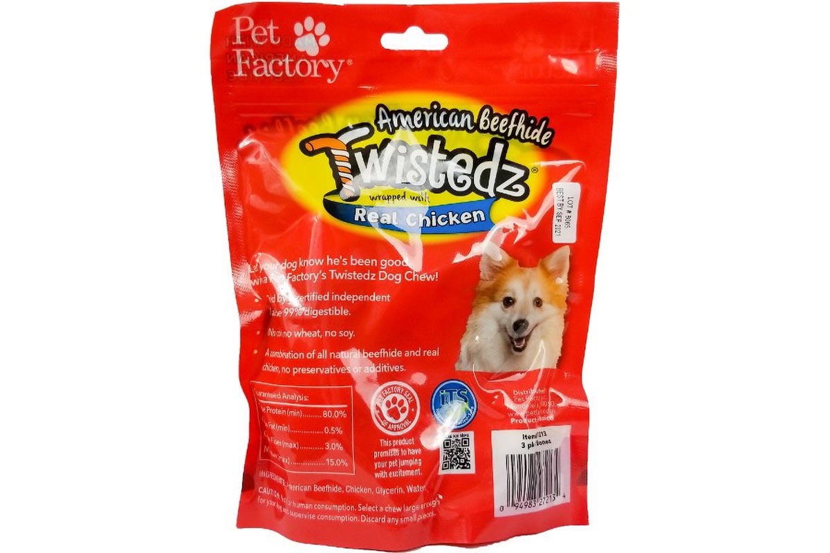 Pet Factory - Twistedz American Beefhide Rolls w/ Meat Wrap 4-inch Dog Treats